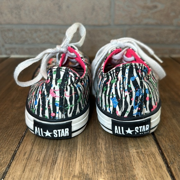 Converse Chuck Taylor Paint Splatter Glitter Zebra All Star Junior's Ox Low Top - Picture 7 of 12